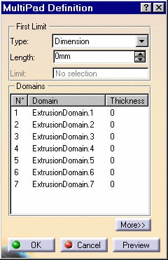 کادر محاوره ای Multi- Pad Definition