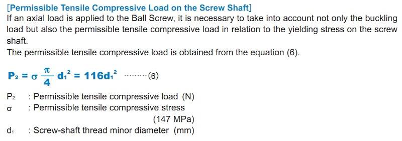 بار کششی فشاری مجاز (Tensile compressive load) بال اسکرو