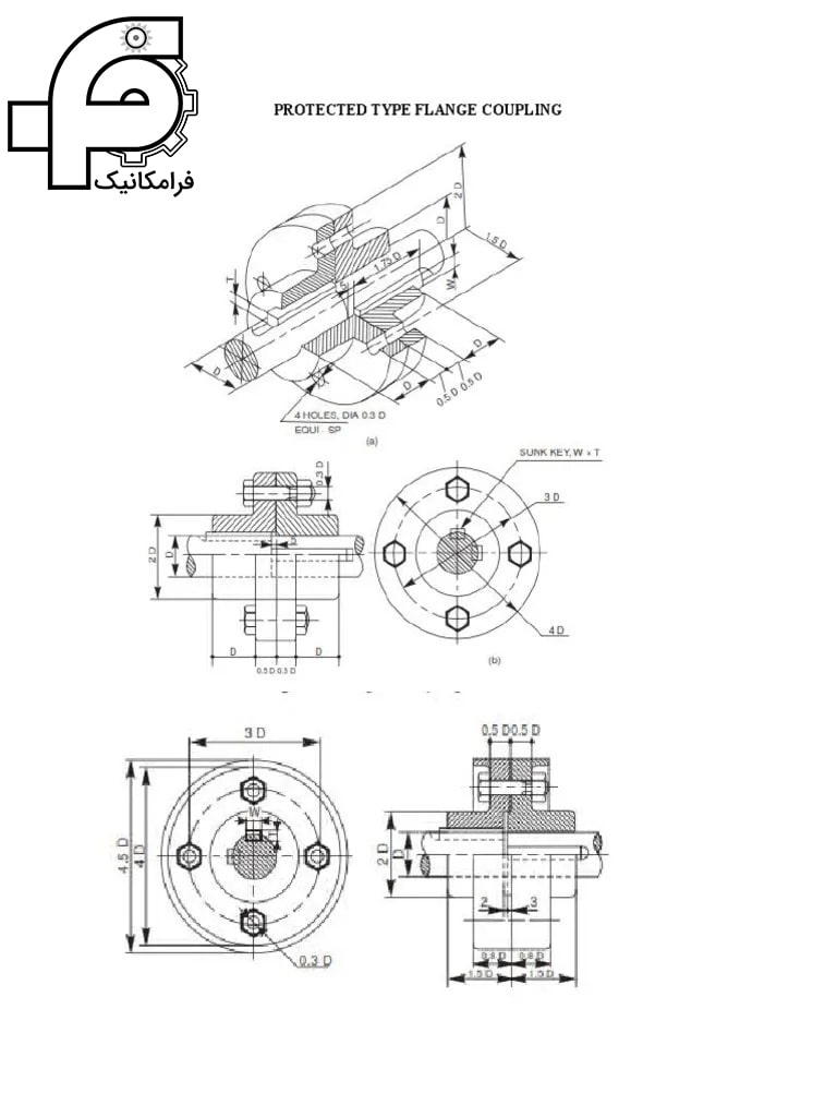 قشه طراحی و برش خورده Coupling فلنجی