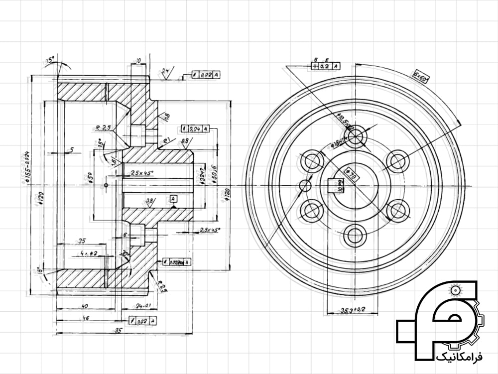   نمای برش در نقشه کشی قطعات صنعتی